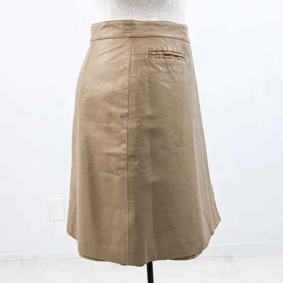 Fendi 6 Reversible Leather FF Logo Print Skirt Tan Vintage NWOT - Picture 12 of 16